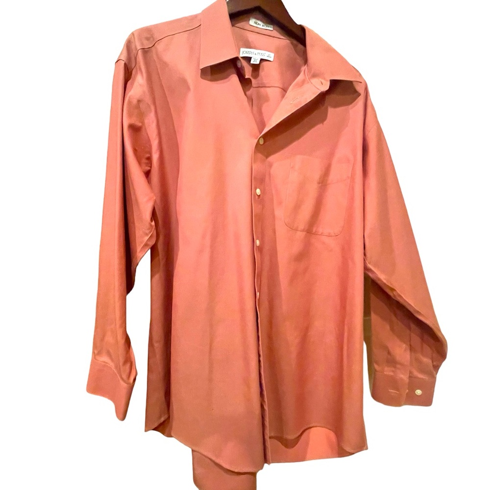 Joseph & Feiss button down dress shirt coral rust salmon